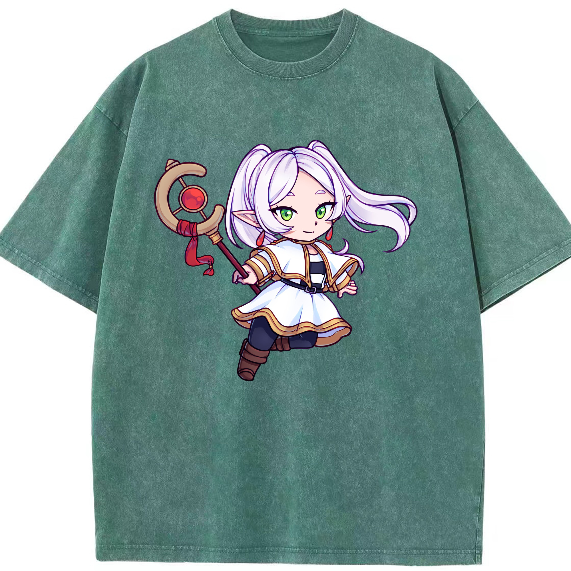 （画像用） 葬送のフリーレン Frieren 綿100% ヴィンテージ風 半袖Tシャツ（フロントプリント）